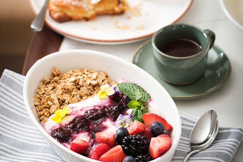 morning breakfast spread on table